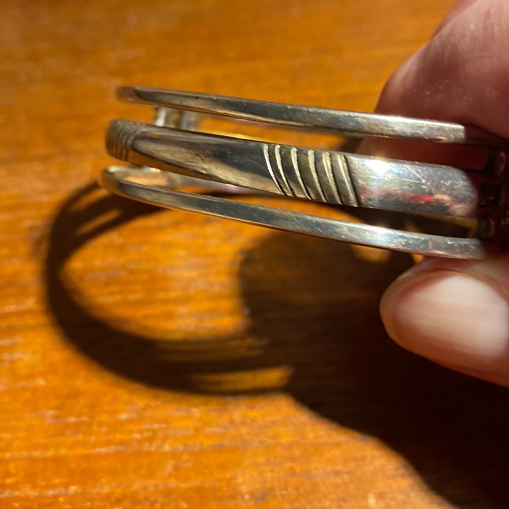 Sterling silver and brass bangle